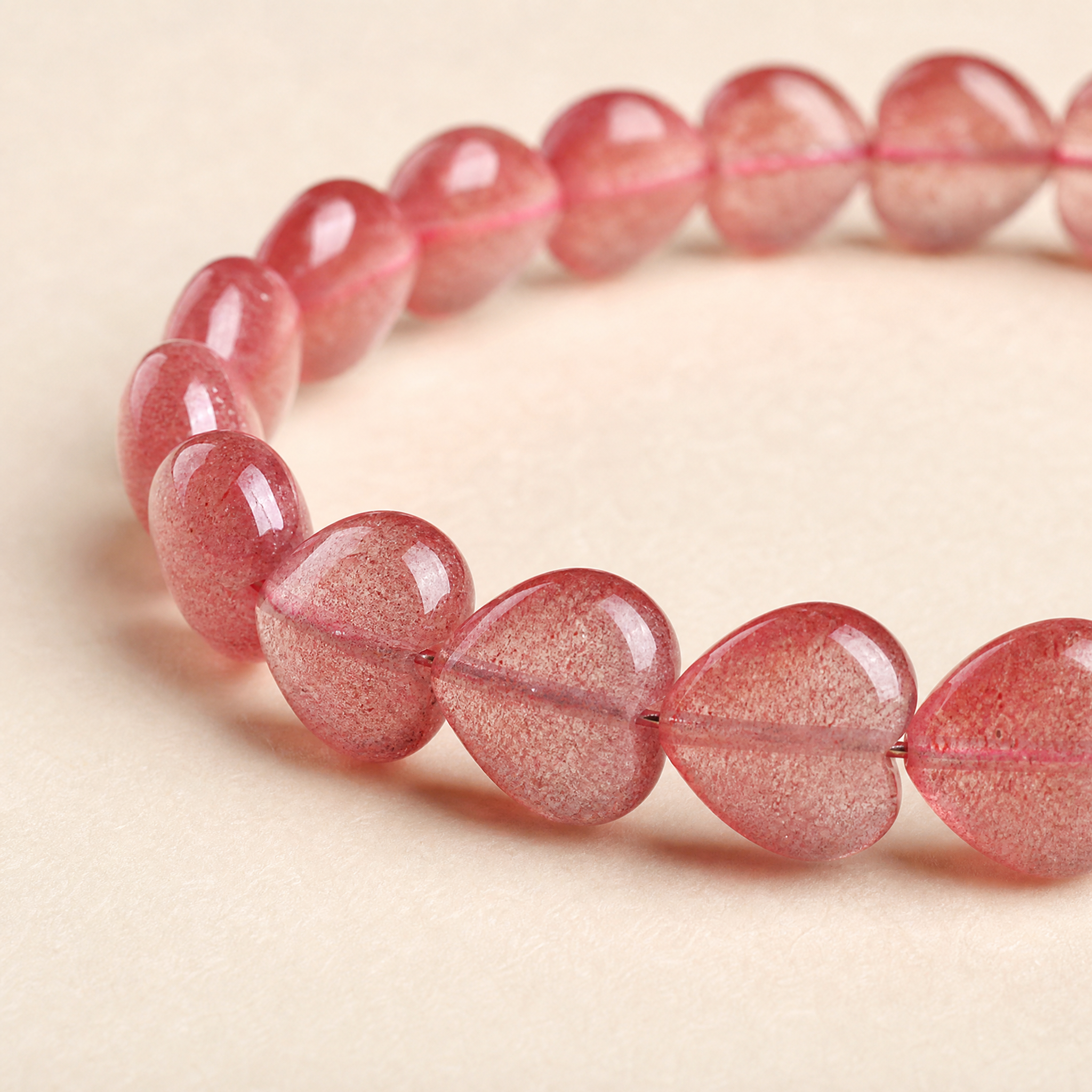 Strawberry Quartz Heart Bracelet