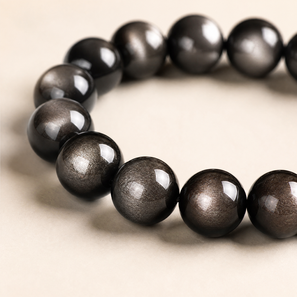 Double Eye Silver Sheen Obsidian Bracelet