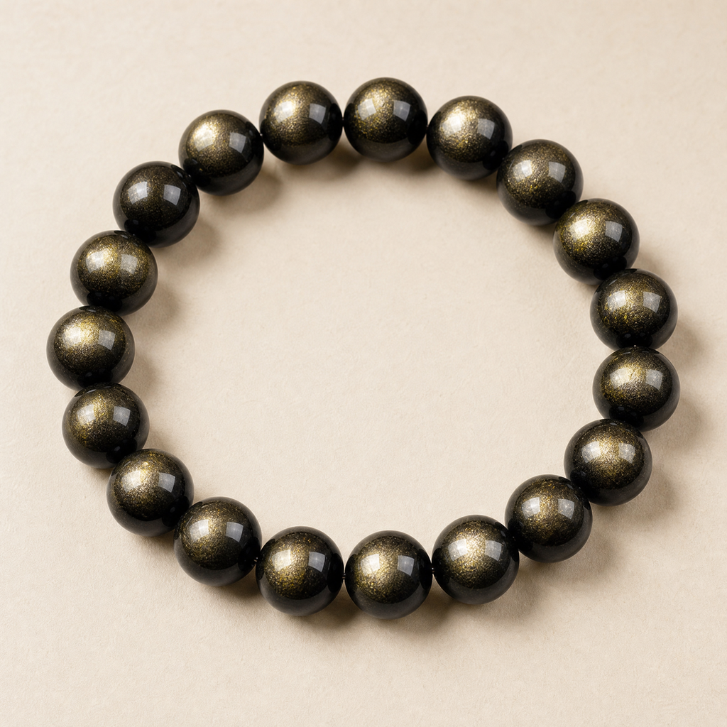 Double Eye Gold Sheen Obsidian Bracelet