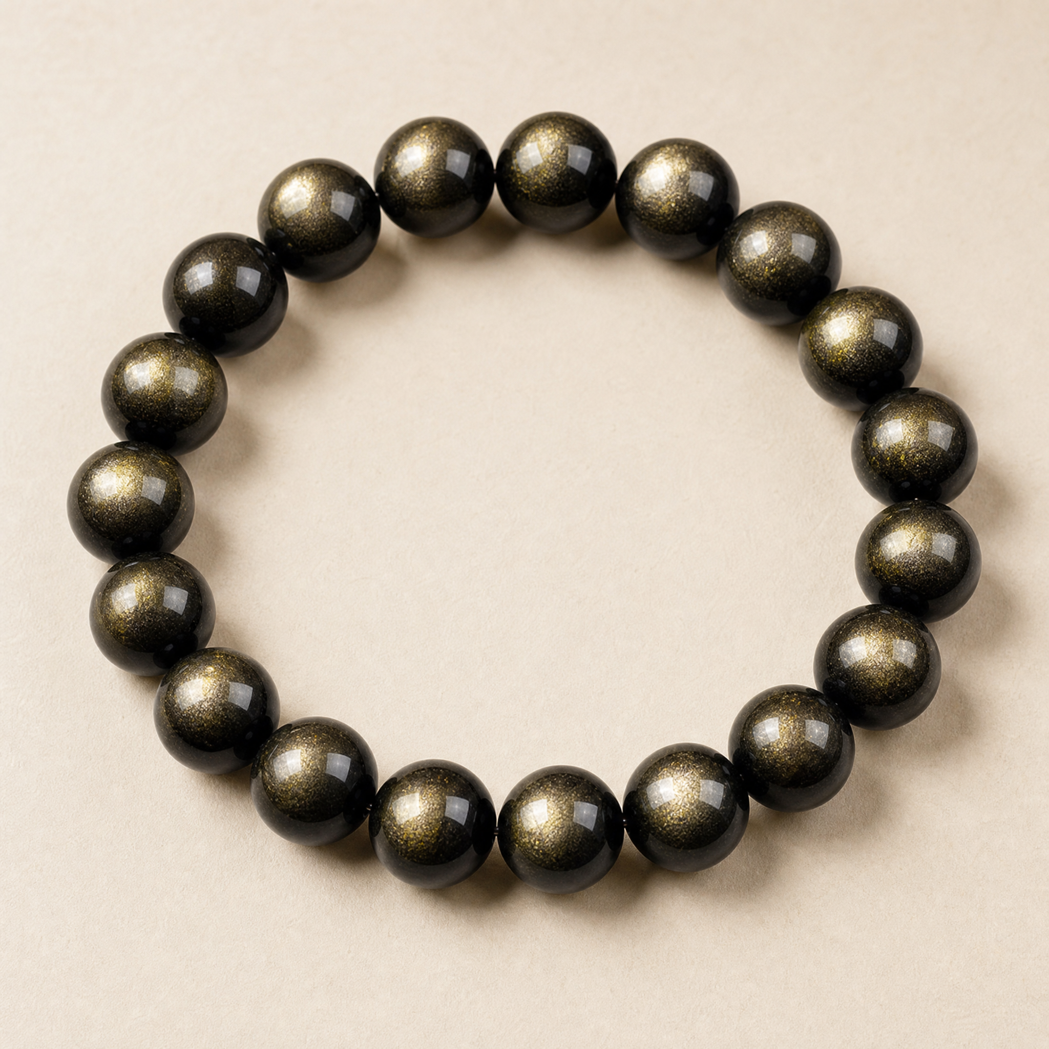 Double Eye Gold Sheen Obsidian Bracelet