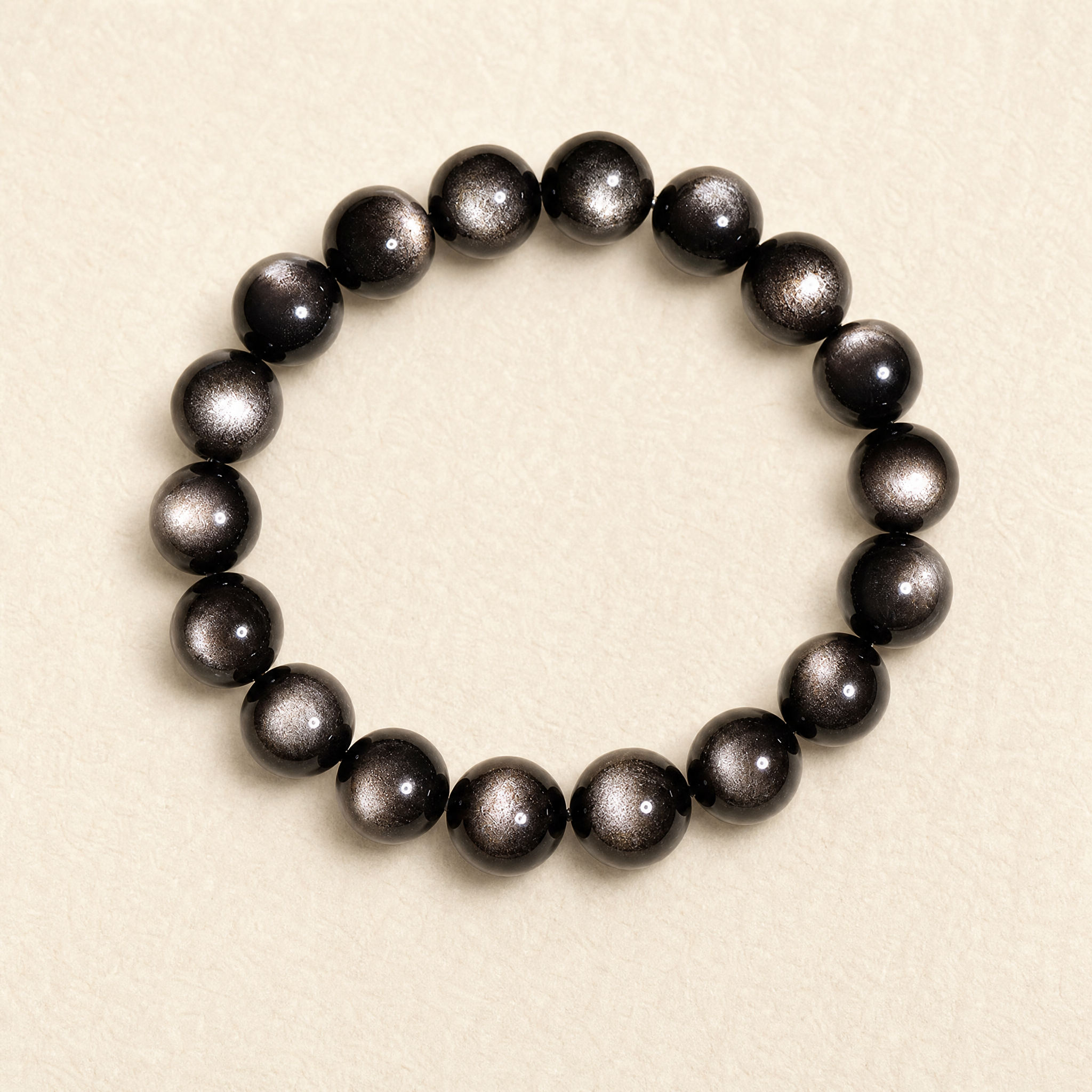 Double Eye Silver Sheen Obsidian Bracelet